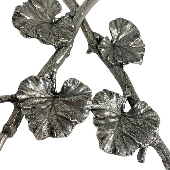 Geranium Leaf Salad Servers Metalware Twig Handles - Picture 2 of 10